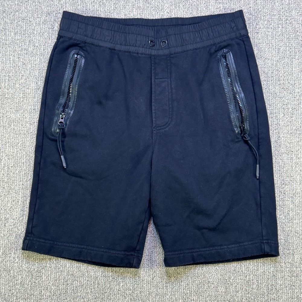 Diesel Mens Black Cotton Fleece Sweat Shorts Medium Cargo Pocket Zip Pockets